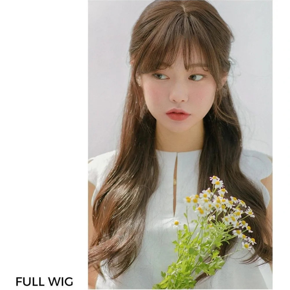Pinkage Fringed S-Curl Long Full Wig with Soft Bangs In Brown